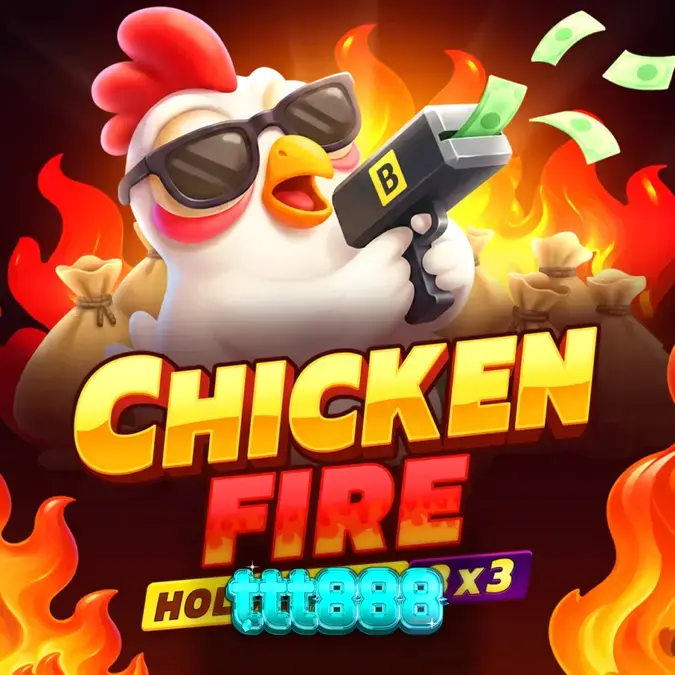 Tampilan grid 3x3 slot Chicken Fire dengan simbol koin dan ayam